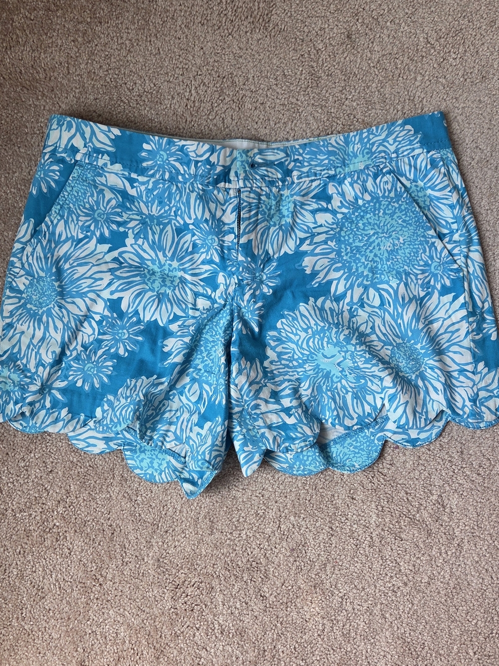 Lilly Pulitzer The Buttercup Blue Floral Scalloped Women's Shorts